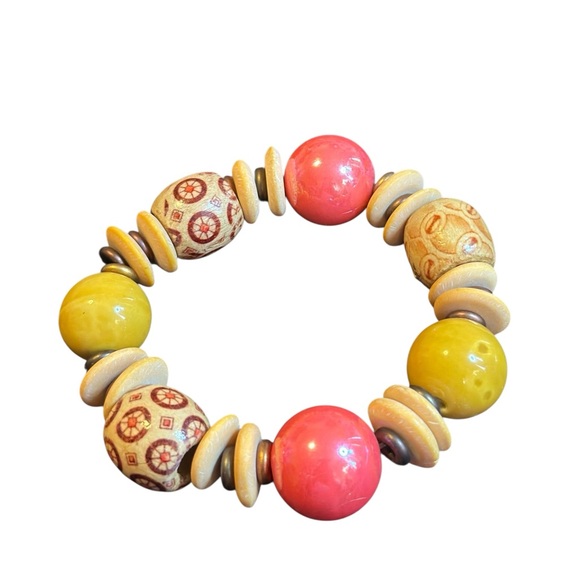 Set of 4 Boho Beaded Stretch Bracelet Set – Earthy Tones & Tribal Prints - Picture 10 of 12